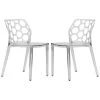 Dynamic Plastic Modern Honeycomb Design Kitchen & Dining Side Chair Set of 2 Clear by Leisuremod