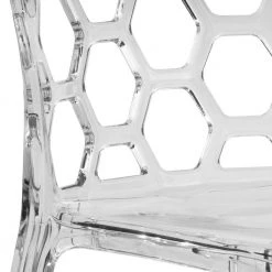 Dynamic Plastic Modern Honeycomb Design Kitchen & Dining Side Chair Clear Set of 4 by Leisuremod 15 Dynamic Plastic Modern Honeycomb Design Kitchen & Dining Side Chair Clear Set of 4 by Leisuremod -EVERGLADE HOME Shop clear leisuremod dining chairs dc19cl4 fa 1000
