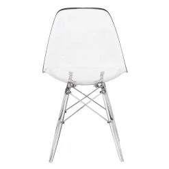 Dover Modern Plastic Dining Chair With Clear Acrylic Base in Clear by Leisuremod -EVERGLADE HOME Shop clear leisuremod dining chairs epc19cl 4f 1000