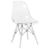 Dover Modern Plastic Dining Chair With Clear Acrylic Base in Clear by Leisuremod