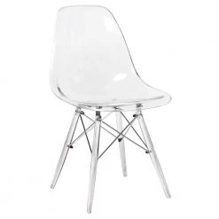 Dover Modern Plastic Dining Chair With Clear Acrylic Base in Clear by Leisuremod