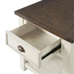 Monterey 24 in. Cream White and Brown Solid Wood End Table with 1-Drawer by Martin Svensson Home -EVERGLADE HOME Shop cream white and brown martin svensson home end side tables 890636 1f 1000