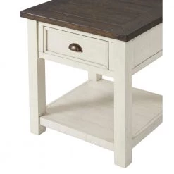 Monterey 24 in. Cream White and Brown Solid Wood End Table with 1-Drawer by Martin Svensson Home -EVERGLADE HOME Shop cream white and brown martin svensson home end side tables 890636 4f 1000