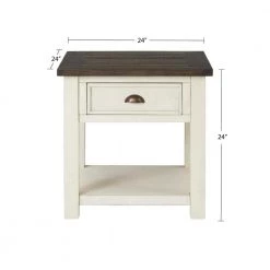Monterey 24 in. Cream White and Brown Solid Wood End Table with 1-Drawer by Martin Svensson Home -EVERGLADE HOME Shop cream white and brown martin svensson home end side tables 890636 c3 1000