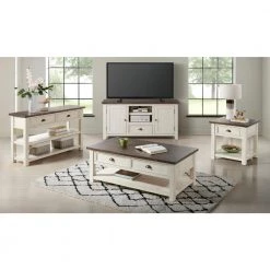 Monterey 60 in. Cream White and Brown TV Stand with 1-Drawer Fits TV's up to 65 in. by Martin Svensson Home -EVERGLADE HOME Shop cream white and brown martin svensson home tv stands 909806 fa 1000