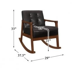 Odelle Dark Brown Faux Leather Solid Wood Rocking Chair by EVERGLADE HOME -EVERGLADE HOME Shop dark brown everglade home accent chairs lx 1049db 1 44 1000