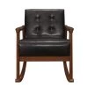 Odelle Dark Brown Faux Leather Solid Wood Rocking Chair by EVERGLADE HOME
