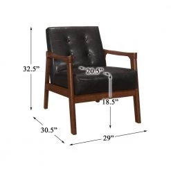 Kyrie Dark Brown Faux Leather Solid Wood Accent Chair by EVERGLADE HOME -EVERGLADE HOME Shop dark brown everglade home accent chairs lx 1050db 1 44 1000