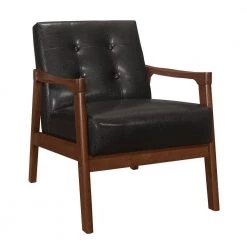 Kyrie Dark Brown Faux Leather Solid Wood Accent Chair by EVERGLADE HOME -EVERGLADE HOME Shop dark brown everglade home accent chairs lx 1050db 1 c3 1000