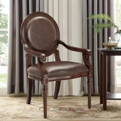 Yara Dark Brown Faux Leather Classic Armchair by EVERGLADE HOME 13 Yara Dark Brown Faux Leather Classic Armchair by EVERGLADE HOME -EVERGLADE HOME Shop dark brown everglade home accent chairs lx 4524dbr 31 1000