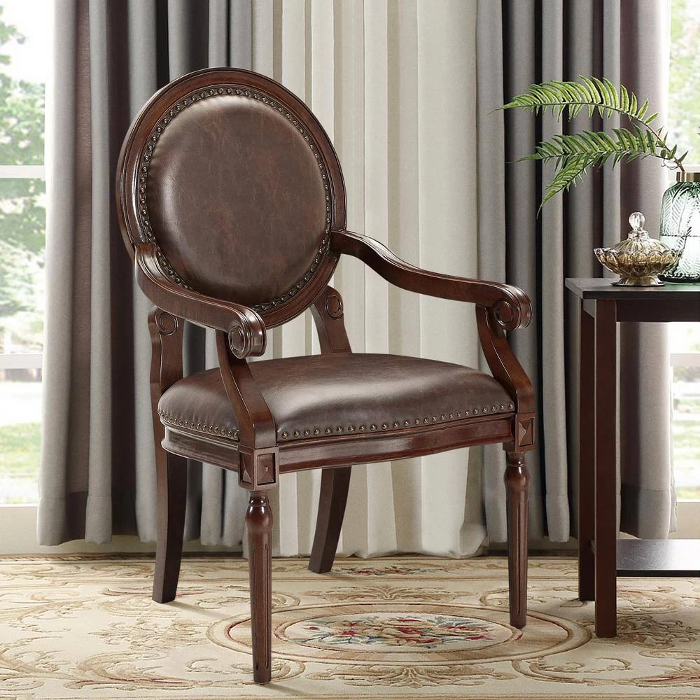 Yara Dark Brown Faux Leather Classic Armchair by EVERGLADE HOME 7 Yara Dark Brown Faux Leather Classic Armchair by EVERGLADE HOME - Image 7