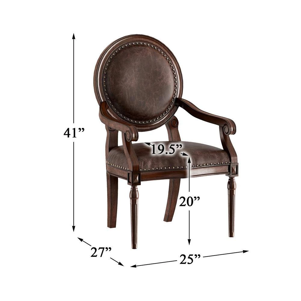 Yara Dark Brown Faux Leather Classic Armchair by EVERGLADE HOME 6 Yara Dark Brown Faux Leather Classic Armchair by EVERGLADE HOME - Image 6