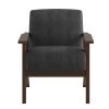 Malibu Dark Gray Velvet Upholstered Solid Wood Walnut Finish Accent Chair by EVERGLADE HOME