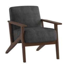 Malibu Dark Gray Velvet Upholstered Solid Wood Walnut Finish Accent Chair by EVERGLADE HOME -EVERGLADE HOME Shop dark gray everglade home accent chairs lx 1031dg 1 c3 1000