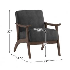 Lonita Dark Gray Velvet Upholstered Solid Wood Walnut Finish Accent Chair by EVERGLADE HOME -EVERGLADE HOME Shop dark gray everglade home accent chairs lx 1032dg 1 44 1000