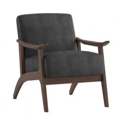Lonita Dark Gray Velvet Upholstered Solid Wood Walnut Finish Accent Chair by EVERGLADE HOME -EVERGLADE HOME Shop dark gray everglade home accent chairs lx 1032dg 1 c3 1000