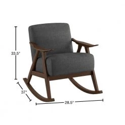 Bracco Dark Gray Mid-Century Fabric Upholstery Solid Wood Rocking Chair by EVERGLADE HOME -EVERGLADE HOME Shop dark gray everglade home accent chairs lx 1034dg 1 40 1000