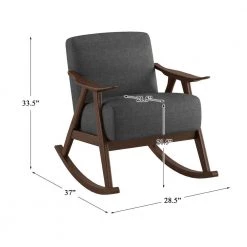 Bracco Dark Gray Mid-Century Fabric Upholstery Solid Wood Rocking Chair by EVERGLADE HOME -EVERGLADE HOME Shop dark gray everglade home accent chairs lx 1034dg 1 44 1000