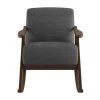 Bracco Dark Gray Mid-Century Fabric Upholstery Solid Wood Rocking Chair by EVERGLADE HOME