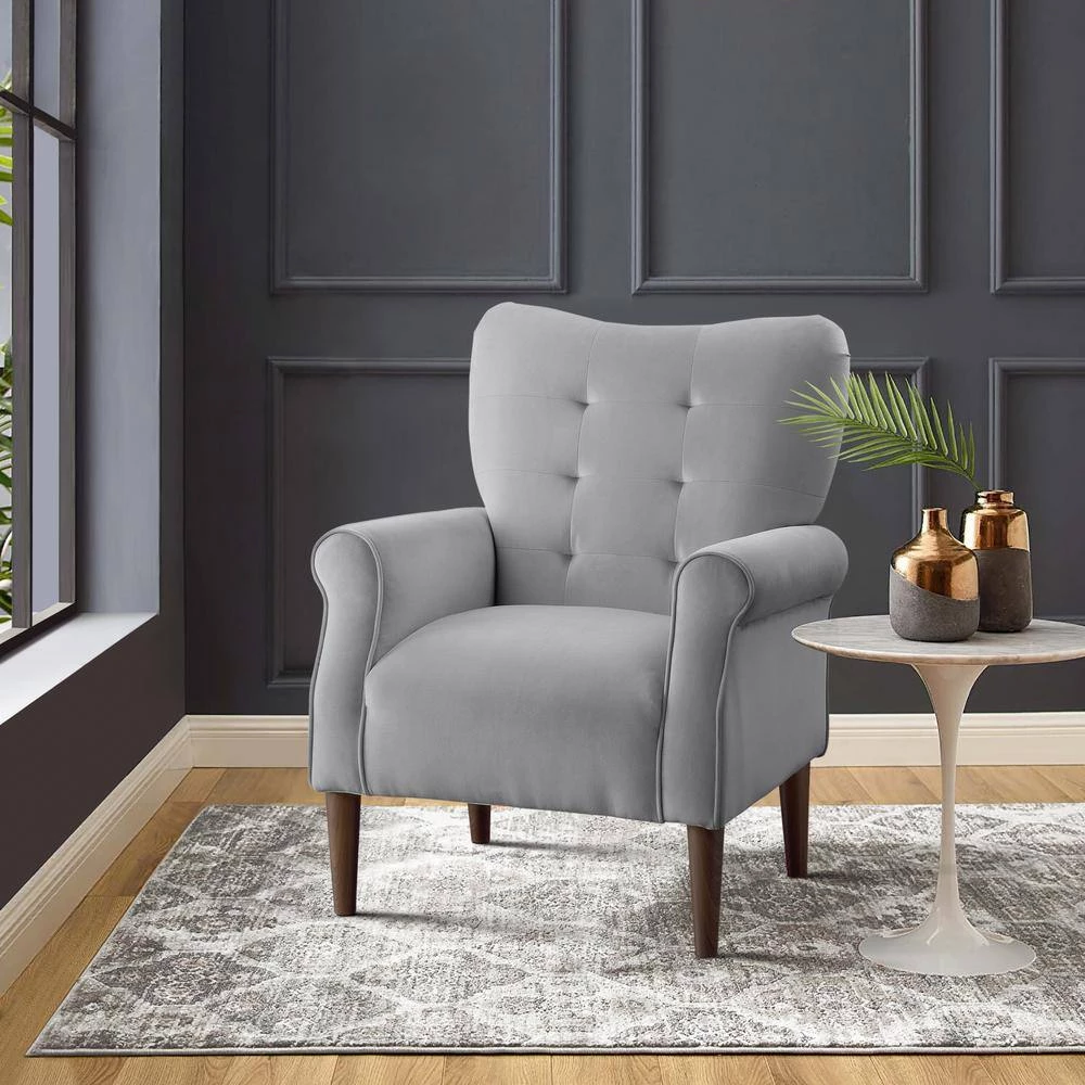 Cecily Dark Gray Velvet Tufted Back Club Accent Chair by EVERGLADE HOME 8 Cecily Dark Gray Velvet Tufted Back Club Accent Chair by EVERGLADE HOME - Image 8