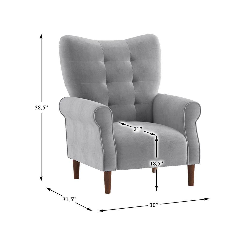 Cecily Dark Gray Velvet Tufted Back Club Accent Chair by EVERGLADE HOME 7 Cecily Dark Gray Velvet Tufted Back Club Accent Chair by EVERGLADE HOME - Image 7