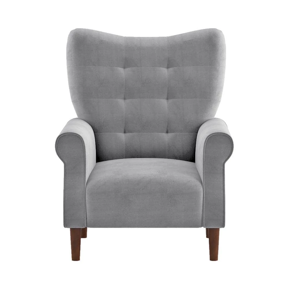 Cecily Dark Gray Velvet Tufted Back Club Accent Chair by EVERGLADE HOME 1 Cecily Dark Gray Velvet Tufted Back Club Accent Chair by EVERGLADE HOME