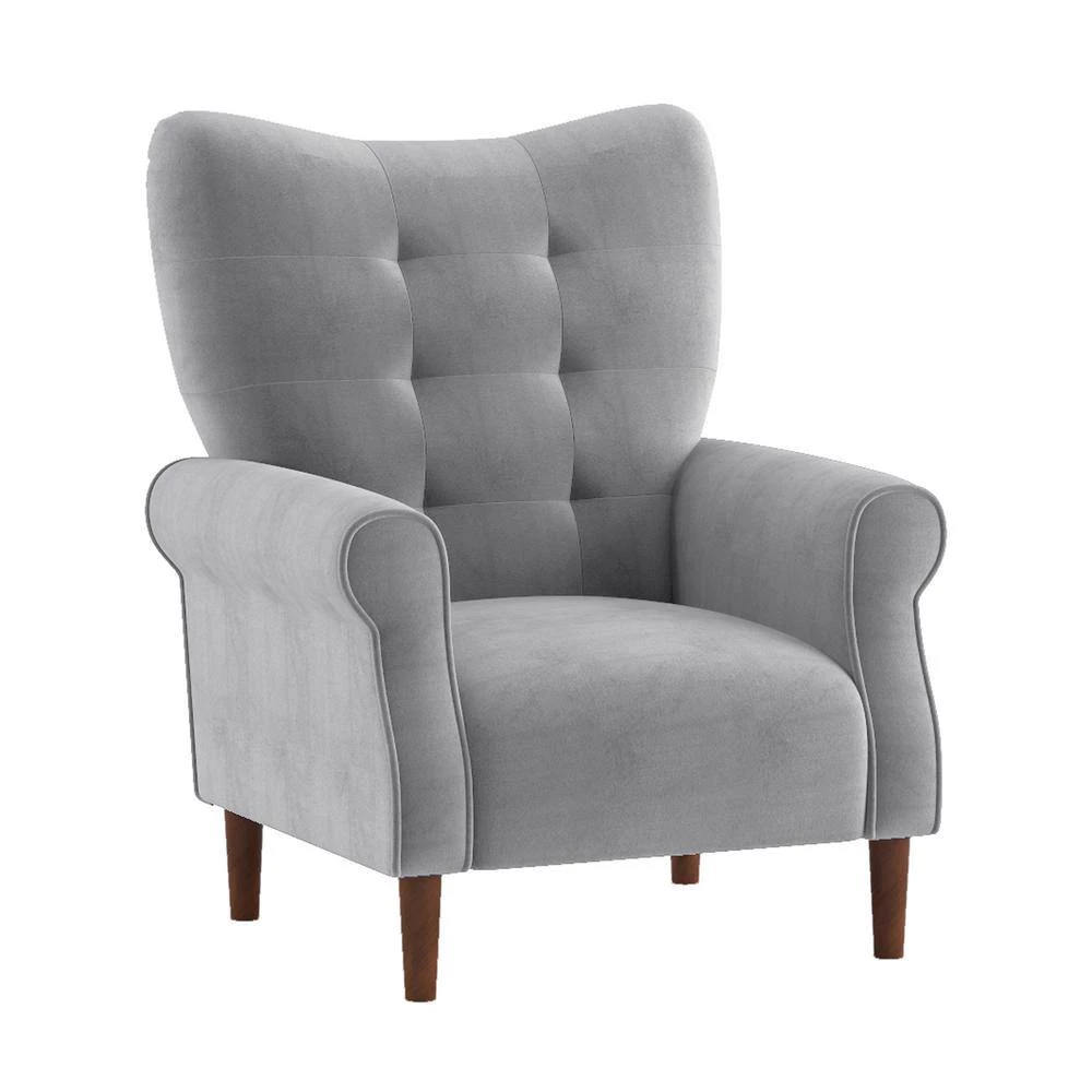 Cecily Dark Gray Velvet Tufted Back Club Accent Chair by EVERGLADE HOME 4 Cecily Dark Gray Velvet Tufted Back Club Accent Chair by EVERGLADE HOME - Image 4