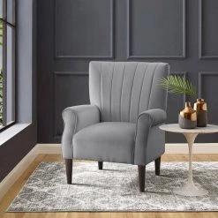 Carlson Dark Gray Velvet Club Channel Tufted Back Accent Chair by EVERGLADE HOME 15 Carlson Dark Gray Velvet Club Channel Tufted Back Accent Chair by EVERGLADE HOME -EVERGLADE HOME Shop dark gray everglade home accent chairs lx 1047dg 1 31 1000