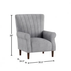 Carlson Dark Gray Velvet Club Channel Tufted Back Accent Chair by EVERGLADE HOME 10 Carlson Dark Gray Velvet Club Channel Tufted Back Accent Chair by EVERGLADE HOME -EVERGLADE HOME Shop dark gray everglade home accent chairs lx 1047dg 1 40 1000