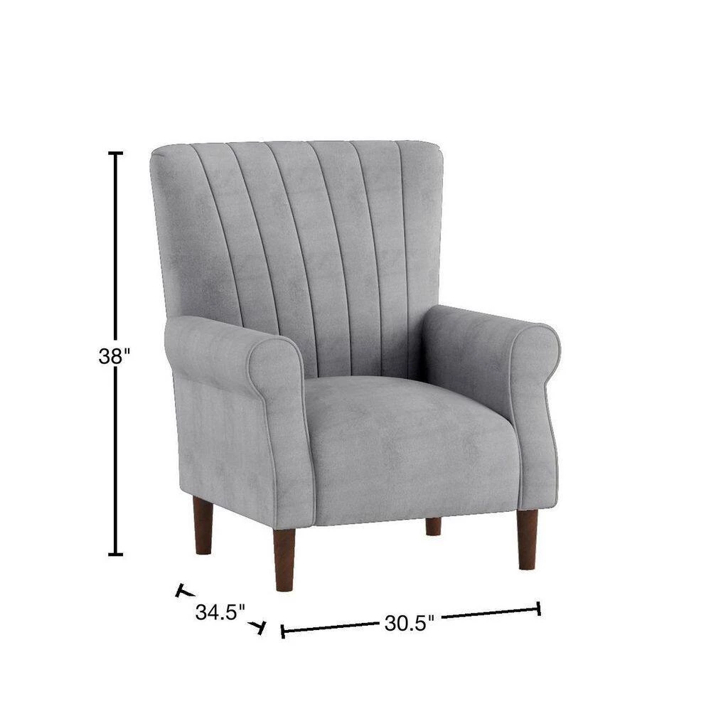 Carlson Dark Gray Velvet Club Channel Tufted Back Accent Chair by EVERGLADE HOME 3 Carlson Dark Gray Velvet Club Channel Tufted Back Accent Chair by EVERGLADE HOME - Image 3