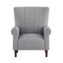 Carlson Dark Gray Velvet Club Channel Tufted Back Accent Chair by EVERGLADE HOME