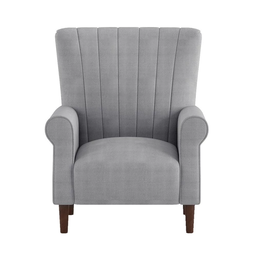 Carlson Dark Gray Velvet Club Channel Tufted Back Accent Chair by EVERGLADE HOME 1 Carlson Dark Gray Velvet Club Channel Tufted Back Accent Chair by EVERGLADE HOME