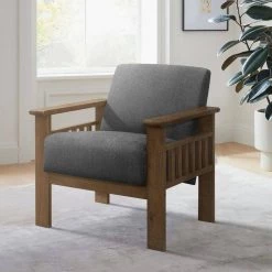 Amerllia Dark Gray Fabric Upholstery Solid Wood Accent Chair by EVERGLADE HOME -EVERGLADE HOME Shop dark gray everglade home accent chairs lx 1048dg 1 31 1000