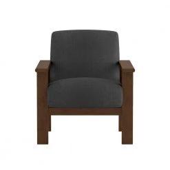 Amerllia Dark Gray Fabric Upholstery Solid Wood Accent Chair by EVERGLADE HOME