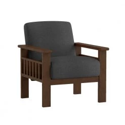 Amerllia Dark Gray Fabric Upholstery Solid Wood Accent Chair by EVERGLADE HOME -EVERGLADE HOME Shop dark gray everglade home accent chairs lx 1048dg 1 c3 1000