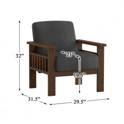 Amerllia Dark Gray Fabric Upholstery Solid Wood Accent Chair by EVERGLADE HOME -EVERGLADE HOME Shop dark gray everglade home accent chairs lx 1048dg 1 fa 1000