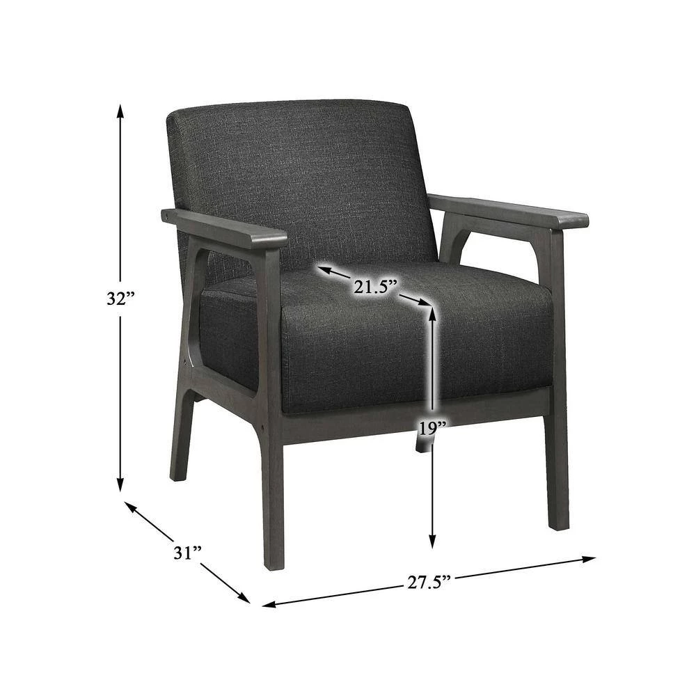 Ride Dark Gray Textured Upholstery Solid Wood Antique Gray Finish Accent Chair by EVERGLADE HOME 5 Ride Dark Gray Textured Upholstery Solid Wood Antique Gray Finish Accent Chair by EVERGLADE HOME - Image 5