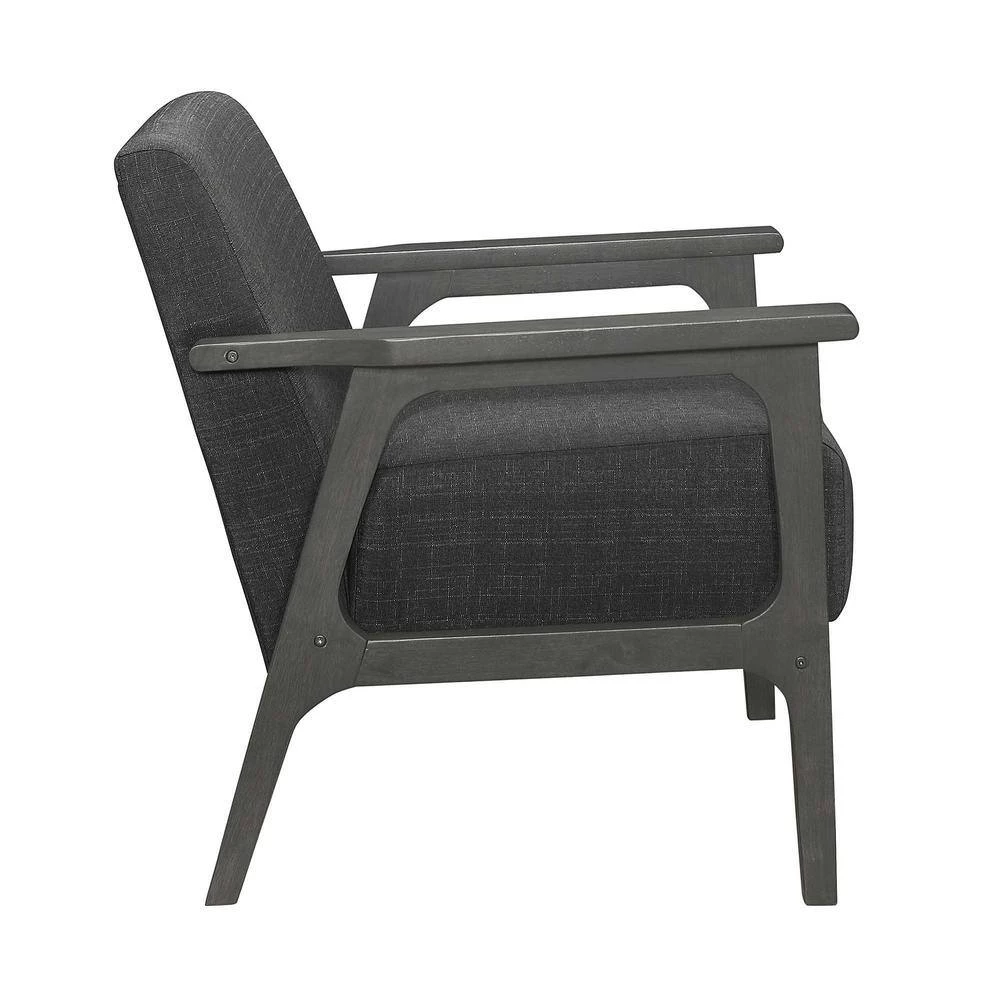 Ride Dark Gray Textured Upholstery Solid Wood Antique Gray Finish Accent Chair by EVERGLADE HOME 4 Ride Dark Gray Textured Upholstery Solid Wood Antique Gray Finish Accent Chair by EVERGLADE HOME - Image 4