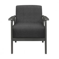 Ride Dark Gray Textured Upholstery Solid Wood Antique Gray Finish Accent Chair by EVERGLADE HOME