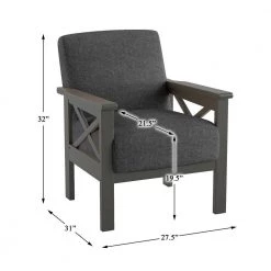 Savion Dark Gray Textured Upholstery Solid Wood Frame Accent Chair by EVERGLADE HOME -EVERGLADE HOME Shop dark gray everglade home accent chairs lx 1105dg 1 44 1000