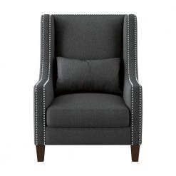 Dorsey Dark Gray Textured Upholstery High Back Accent Chair by EVERGLADE HOME
