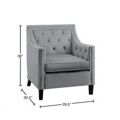Ceylon Dark Gray Velvet Tufted Back Accent Chair by EVERGLADE HOME -EVERGLADE HOME Shop dark gray everglade home accent chairs lx 1297gy 1nn 40 1000