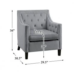 Ceylon Dark Gray Velvet Tufted Back Accent Chair by EVERGLADE HOME -EVERGLADE HOME Shop dark gray everglade home accent chairs lx 1297gy 1nn 44 1000