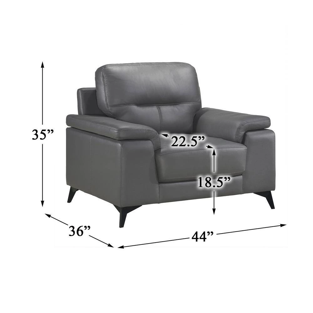 Argonne Dark Gray Leather Accent Chair by EVERGLADE HOME 6 Argonne Dark Gray Leather Accent Chair by EVERGLADE HOME - Image 6