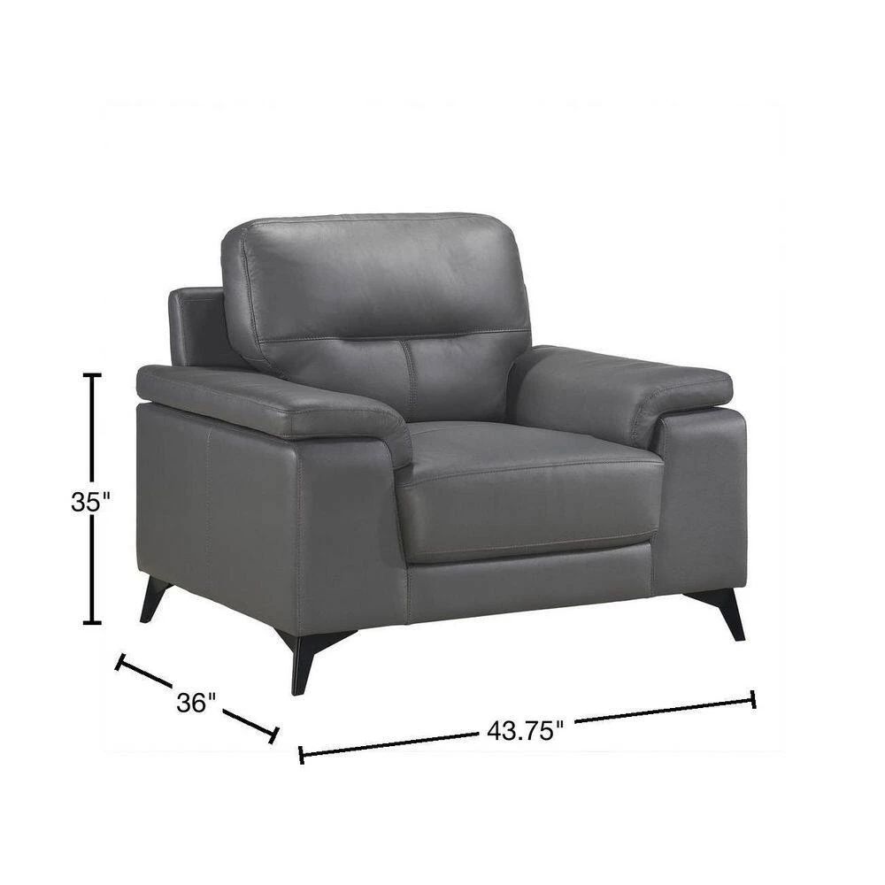 Argonne Dark Gray Leather Accent Chair by EVERGLADE HOME 3 Argonne Dark Gray Leather Accent Chair by EVERGLADE HOME - Image 3