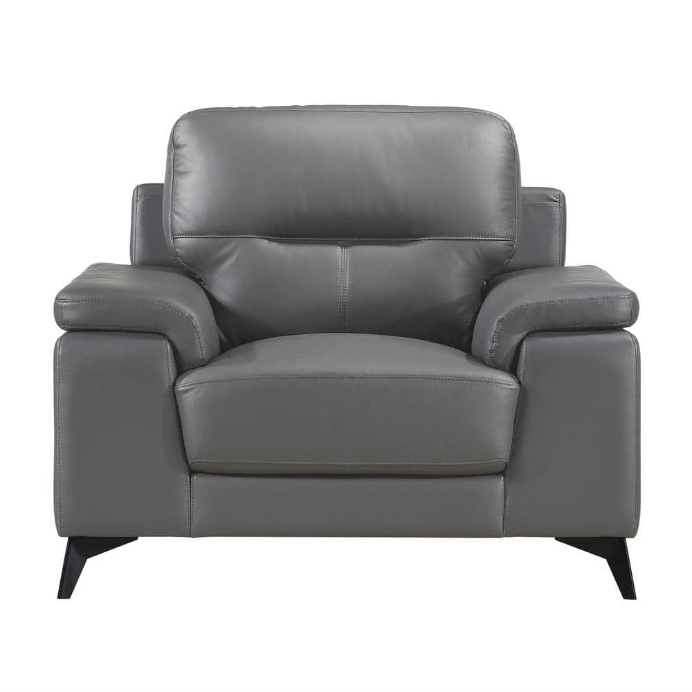 Argonne Dark Gray Leather Accent Chair by EVERGLADE HOME 1 Argonne Dark Gray Leather Accent Chair by EVERGLADE HOME