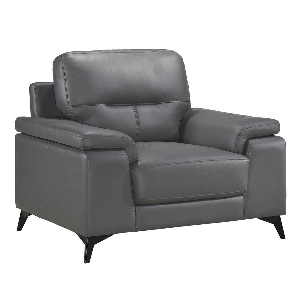 Argonne Dark Gray Leather Accent Chair by EVERGLADE HOME 4 Argonne Dark Gray Leather Accent Chair by EVERGLADE HOME - Image 4