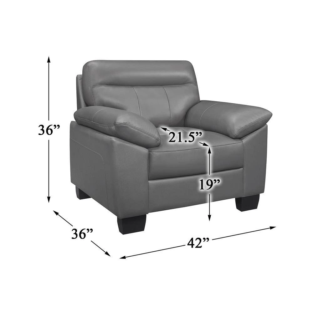 Metz Dark Gray Leather Accent Chair by EVERGLADE HOME 6 Metz Dark Gray Leather Accent Chair by EVERGLADE HOME - Image 6