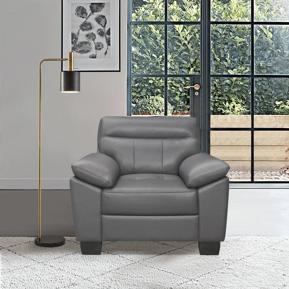 Metz Dark Gray Leather Accent Chair by EVERGLADE HOME 7 Metz Dark Gray Leather Accent Chair by EVERGLADE HOME - Image 7