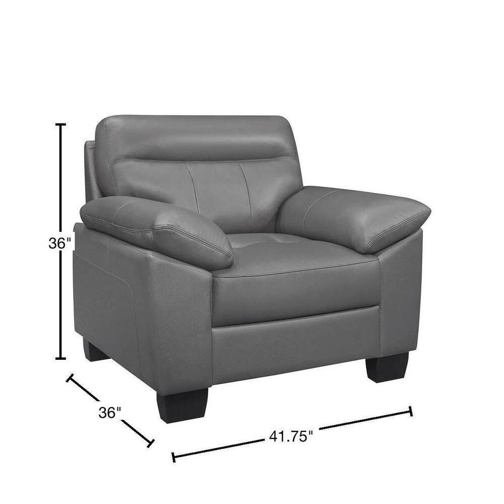 Metz Dark Gray Leather Accent Chair by EVERGLADE HOME 3 Metz Dark Gray Leather Accent Chair by EVERGLADE HOME - Image 3